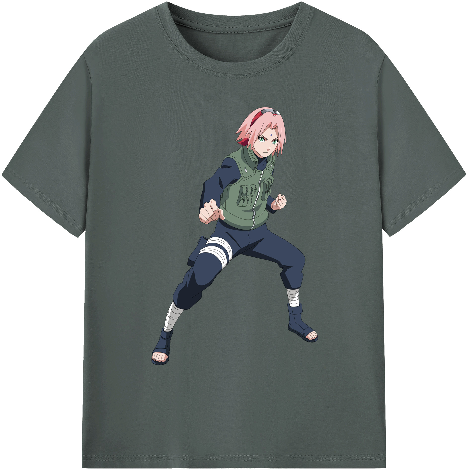（画像用） NARUTO -ナルト- 春野サクラ Haruno Sakura 綿100％ メンズ半袖Tシャツ｜肌触りやわらか＆通気性